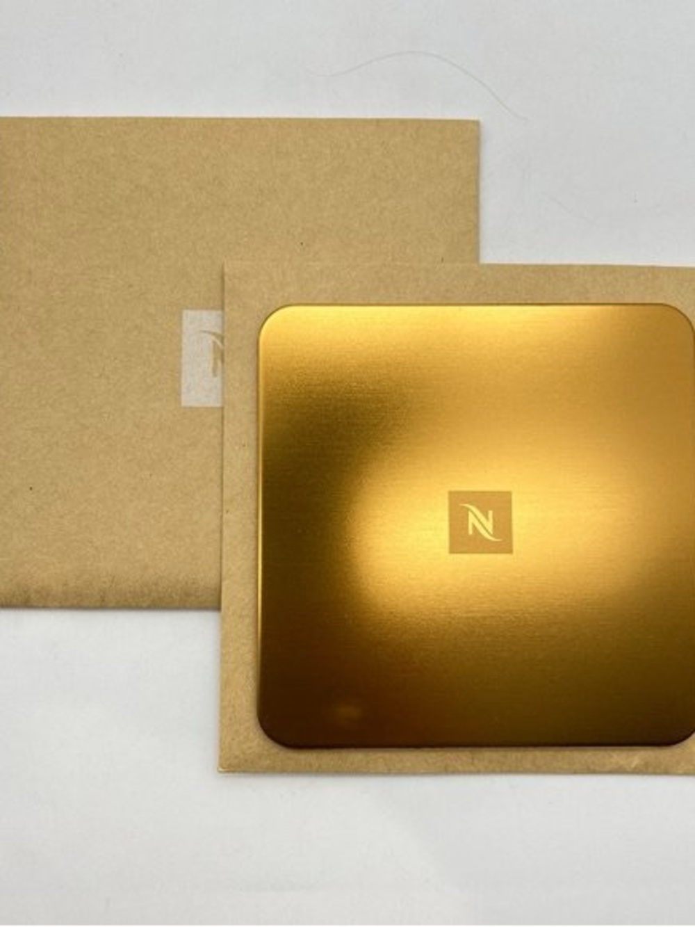 Nespresso Gold Square aluminum coaster Center N Logo